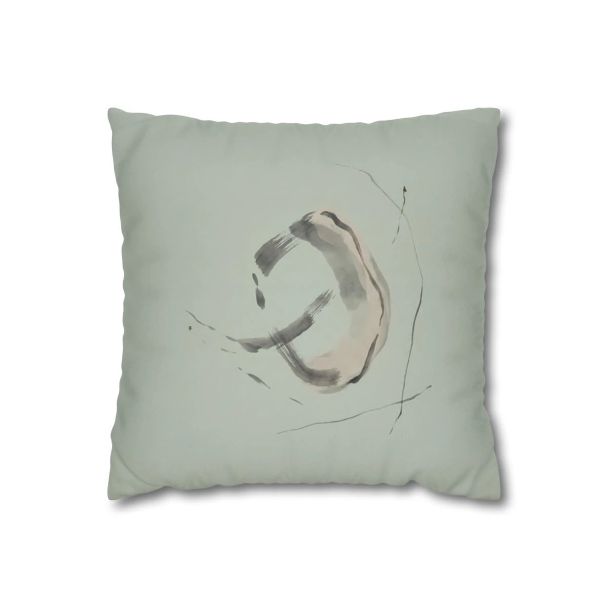 Zen Brushstroke Enso Throw Pillow