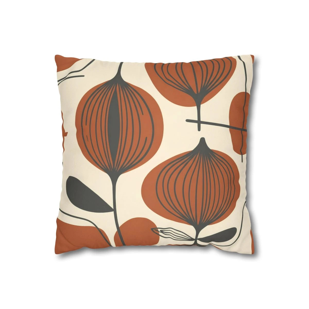 Terracotta MCM Floral Throw Pillow