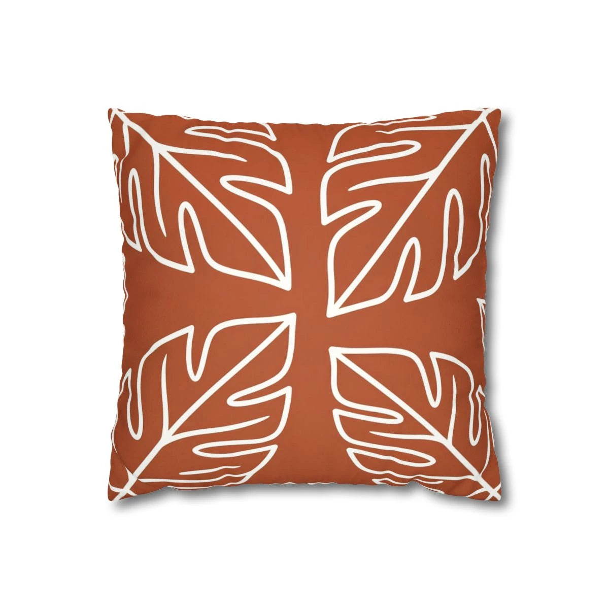 Burnt Orange Tropical Leaf Cushion Cover
