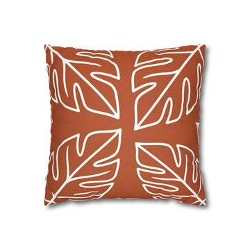 Burnt Orange Tropical Leaf Cushion Cover