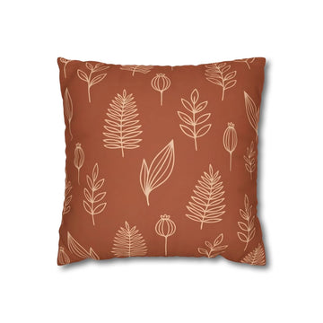 Earthy Rust Botanical Cushion Cover