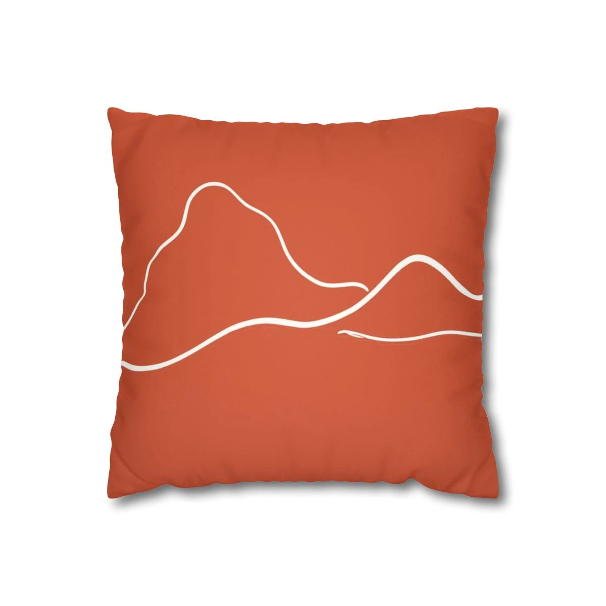 Terracotta Line Art Mountain Throw Pillow with Insert