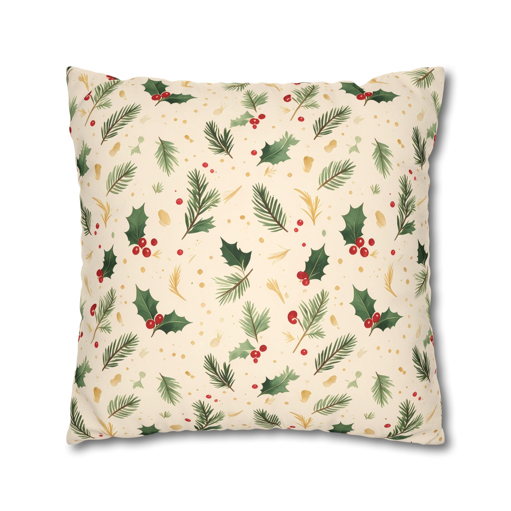 Festive Holly Berry Pillow Cover