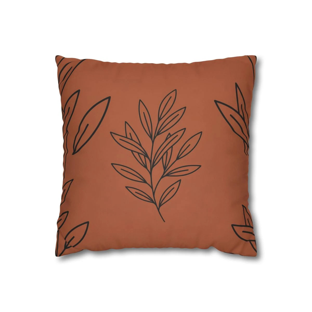 Rust Orange Botanical Pillow with Insert