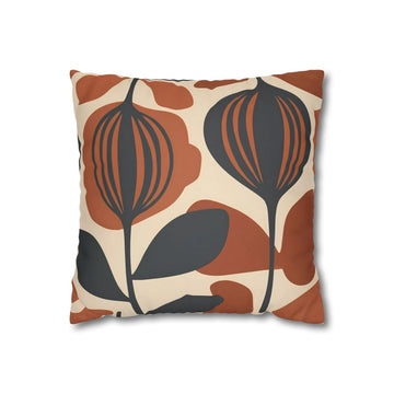 Burnt Orange Floral Throw Pillow with Insert