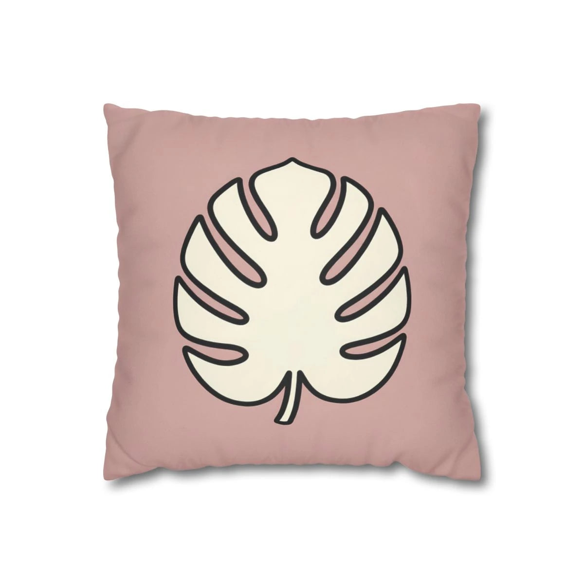 Pink Monstera Leaf Pillow with Insert