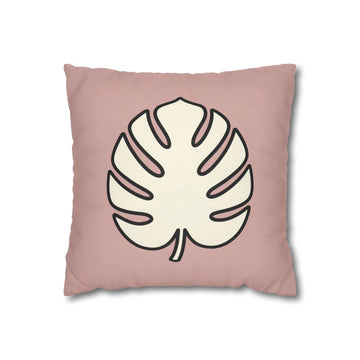 Pink Monstera Leaf Pillow with Insert