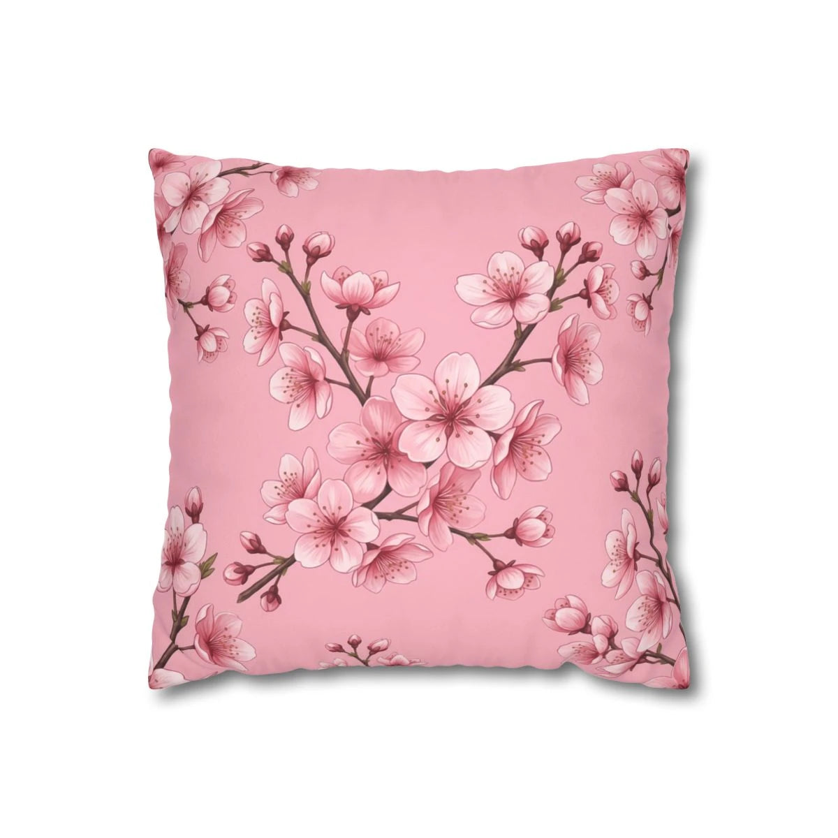 Pink Sakura Blossom Pattern Pillow Cover