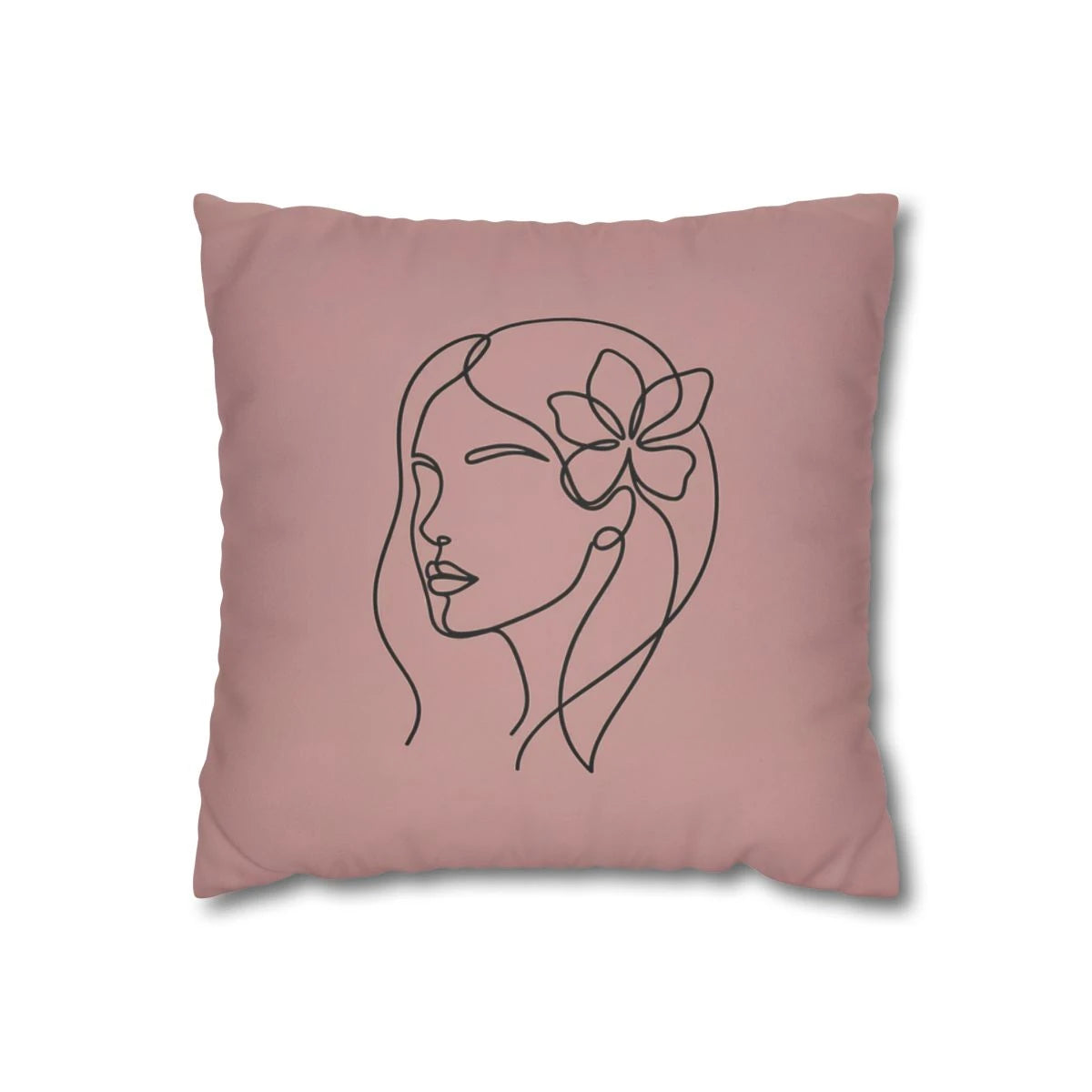 Blush Pink Woman Portrait Pillow with Insert
