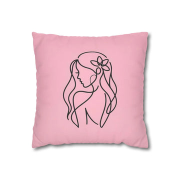 Feminine Silhouette Pillow Cover Blush Pink