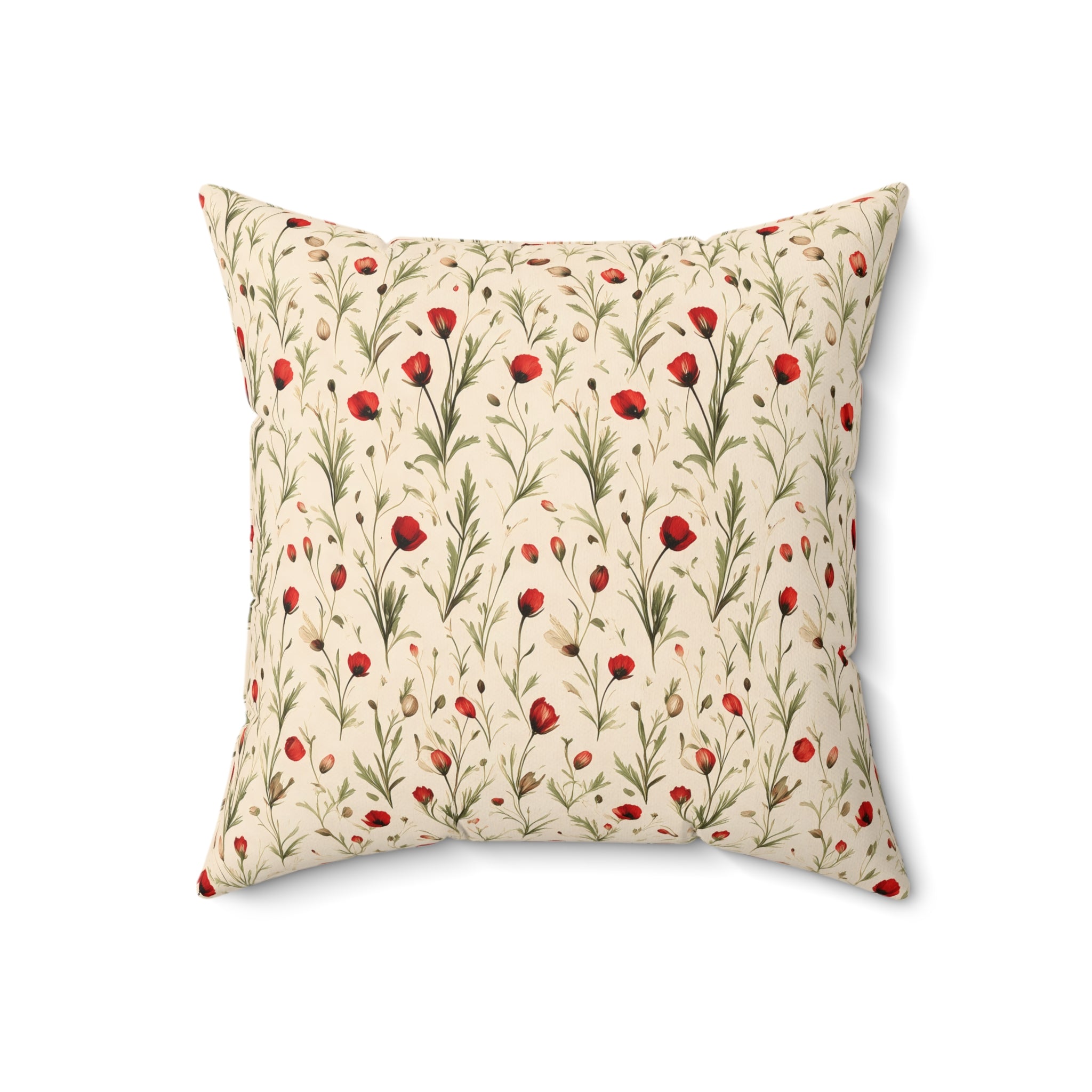 Red Poppy Throw Pillow with Insert