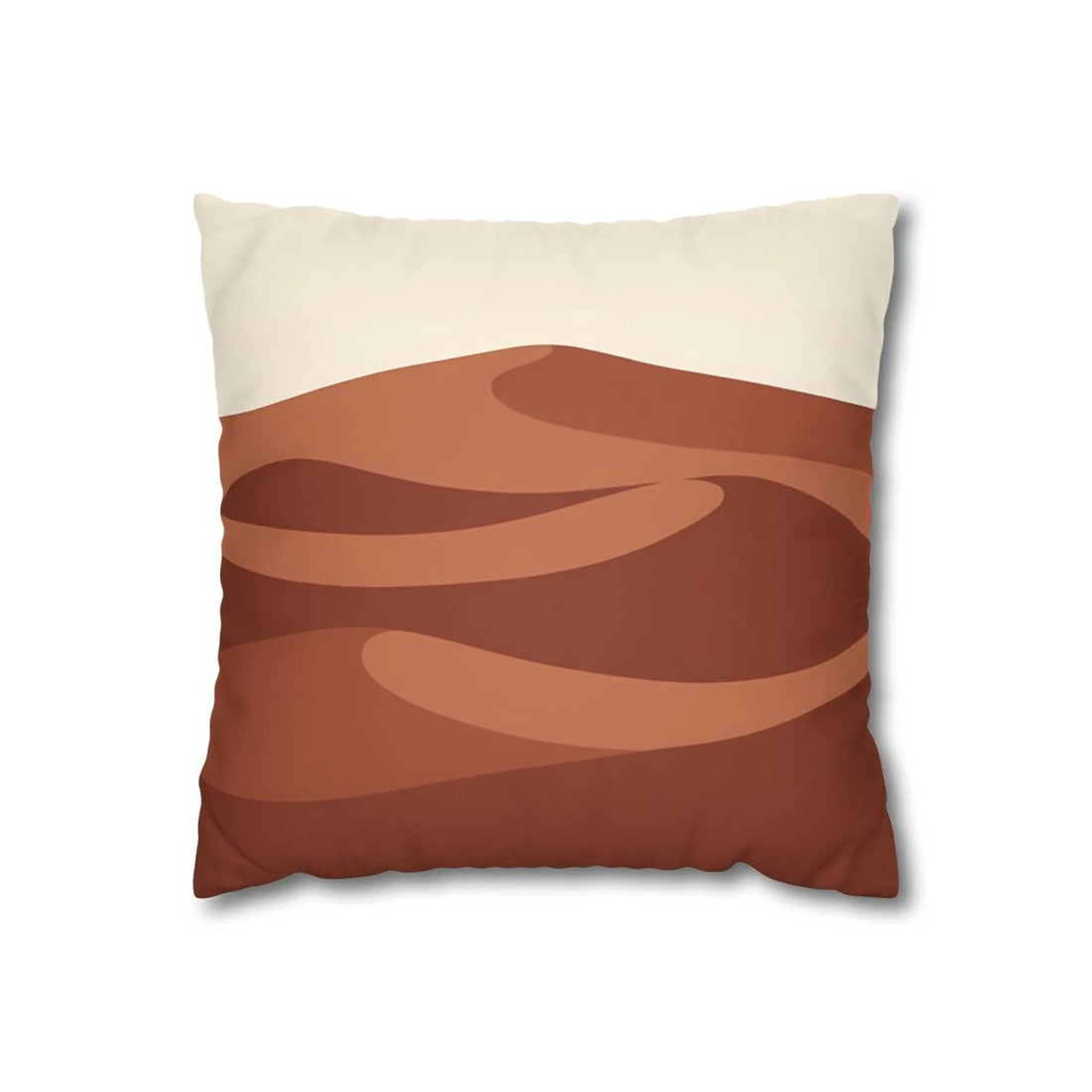Front view of Minimalist Sandscape Throw Pillow Cover Rust Brown on a white background.