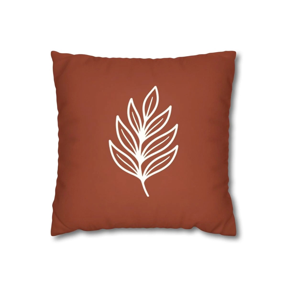 Rust Minimalist Leaf Pillow Cover