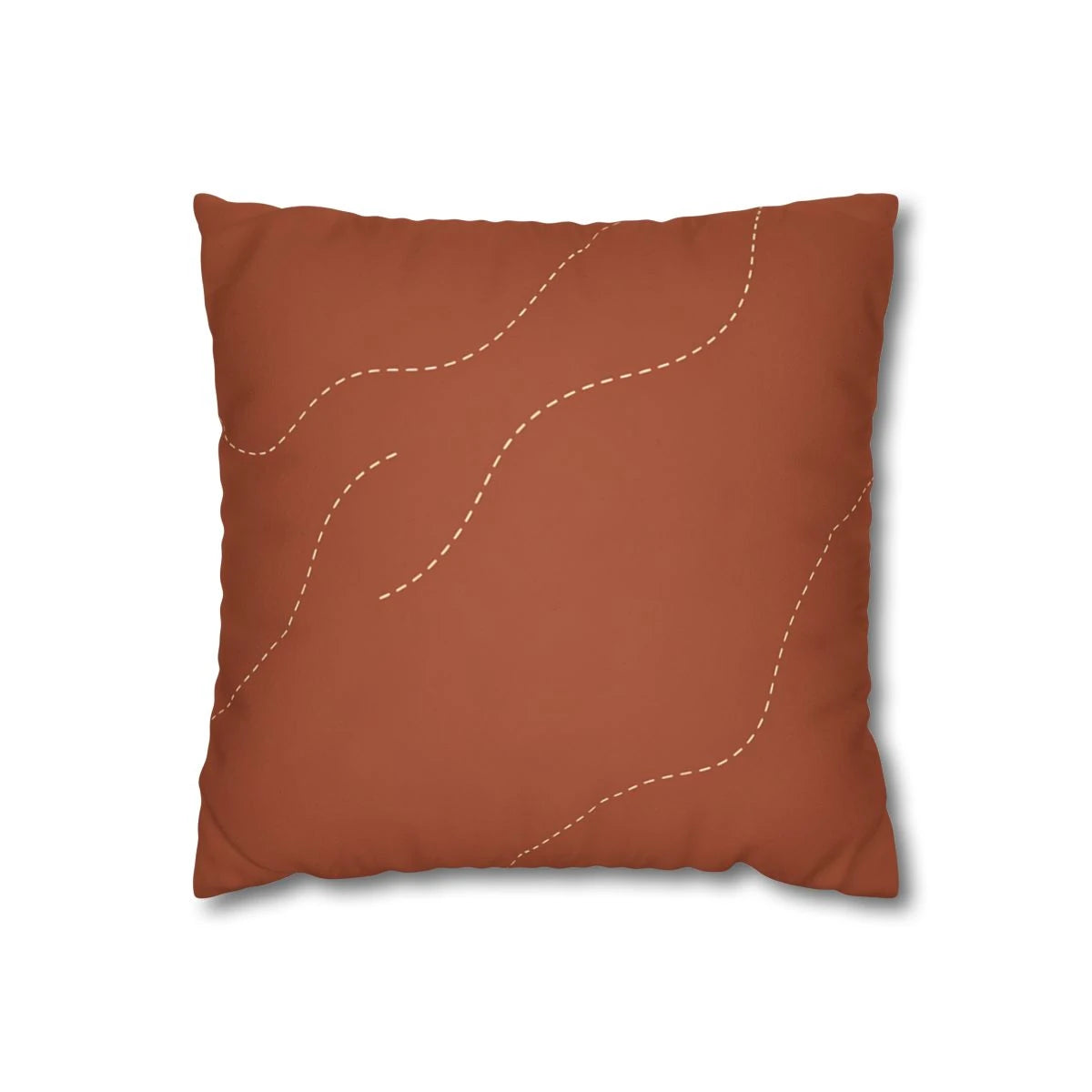 Front view of Minimalist Dotted Meander Cushion Cover in Bur on a white background.