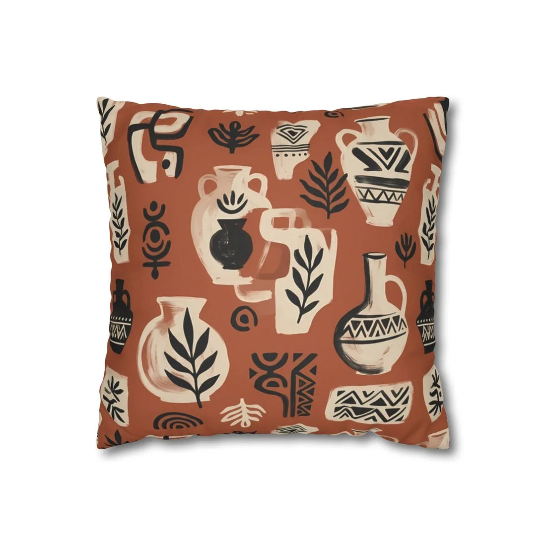 Front view of Mediterranean Pottery Cushion Cover on a white background.