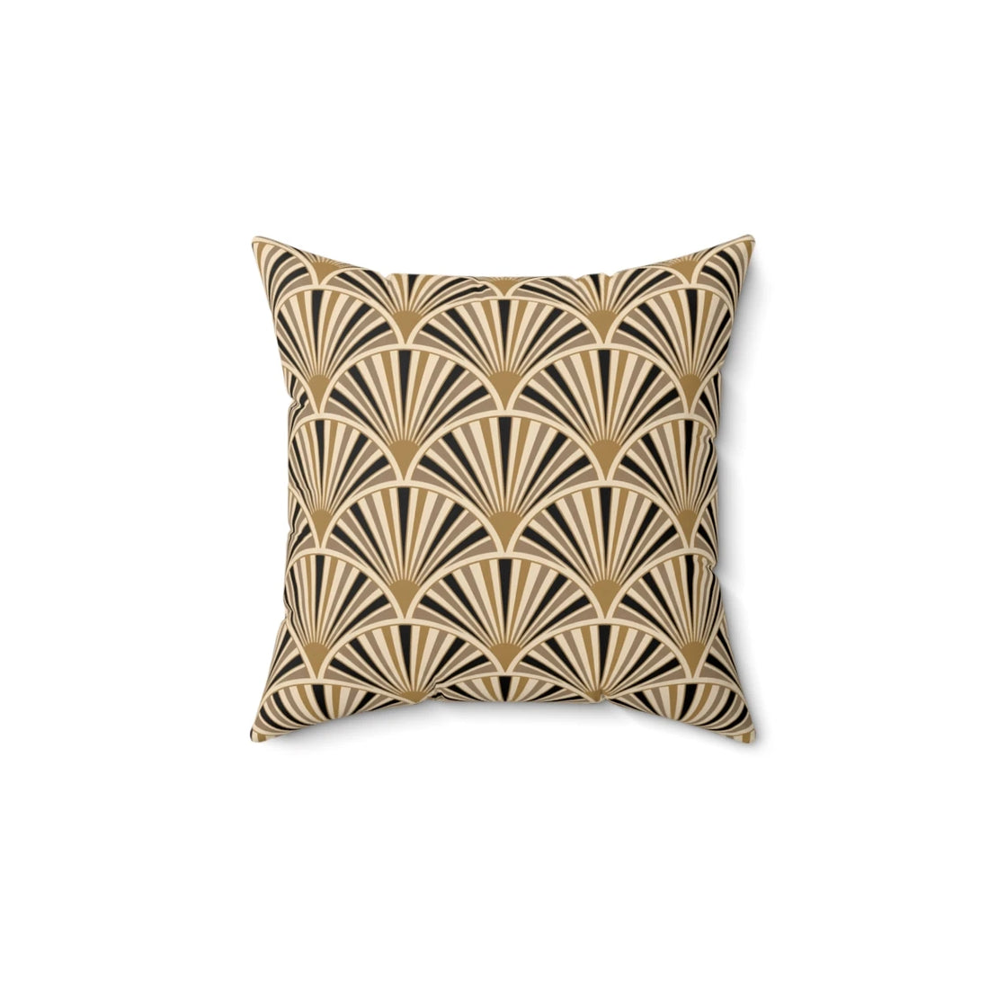 Front view of Roaring Twenties Throw Cushion Champagne and Ebony Tiered on a white background.