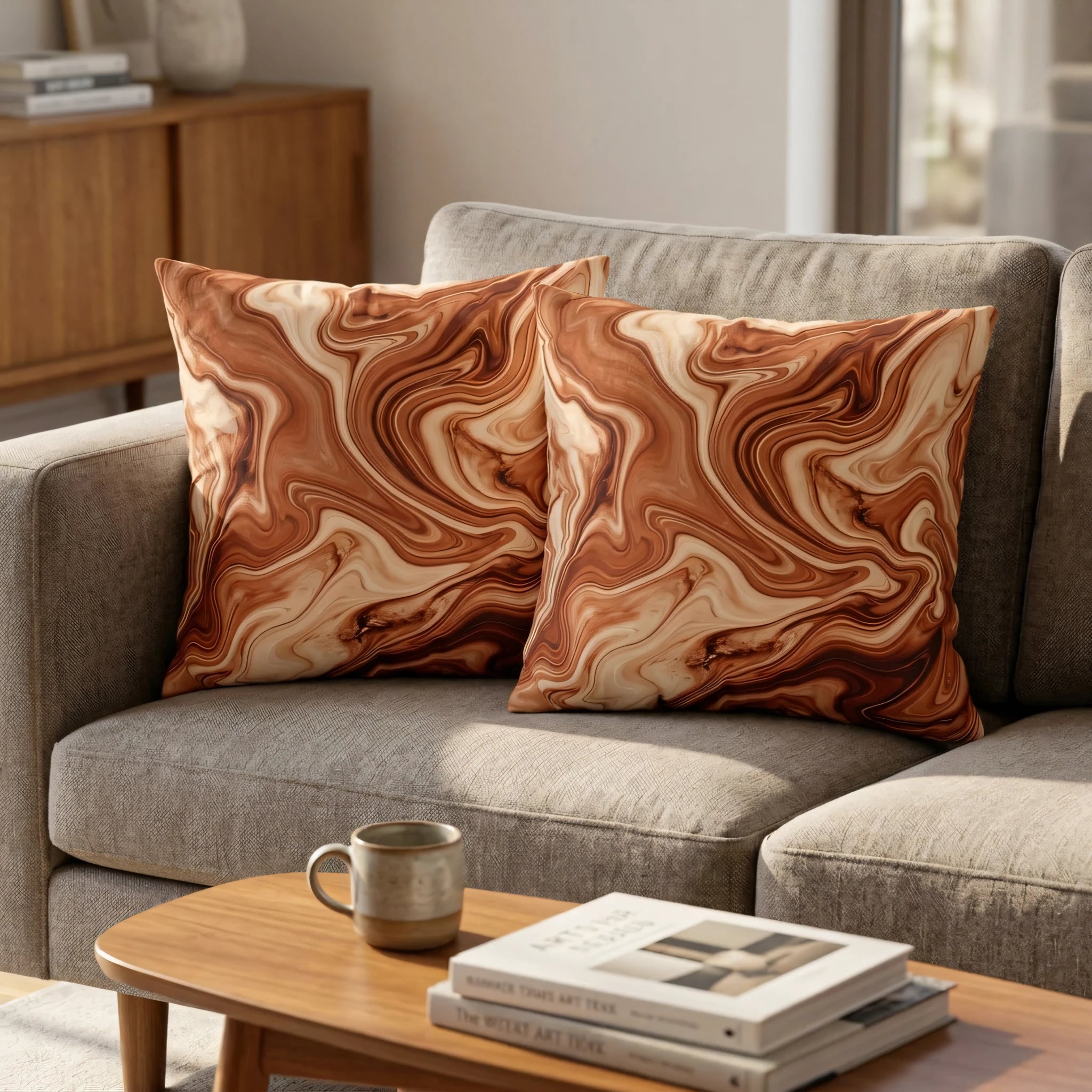 Fluid Sienna Marble Cushion Cover