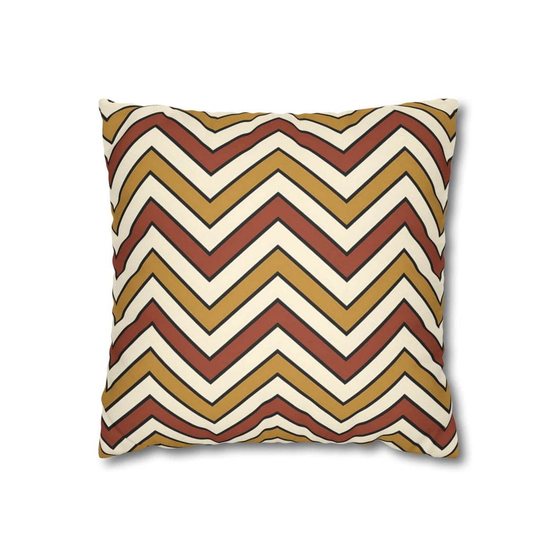 Front view of Geometric Throw Pillow Cover in Rust and Ochre on a white background.