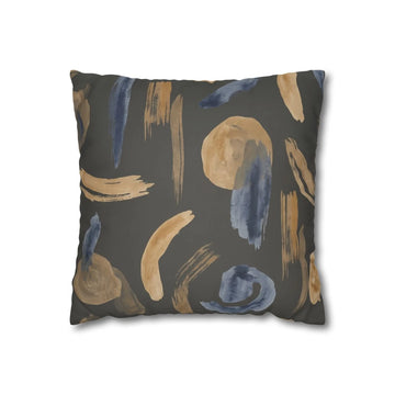 Dark Brushstroke Gold Navy Cushion Cover