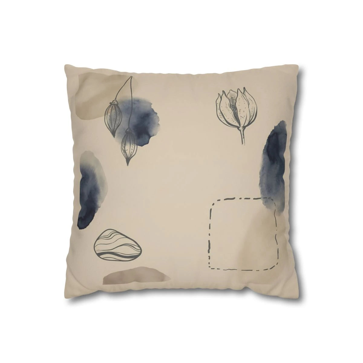 Navy Blue Abstract Throw Pillow with Insert