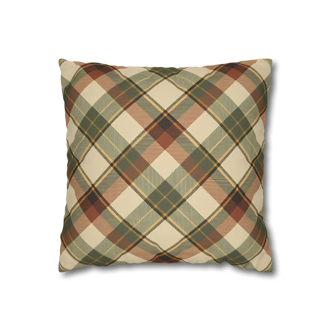 Front view of Heritage Bias Cut Plaid Pillow Cover on a white background.