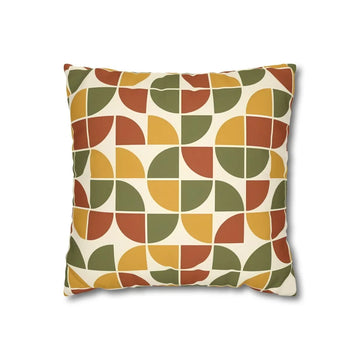 Front view of Earth Tone Mid Century Cushion Cover on a white background.