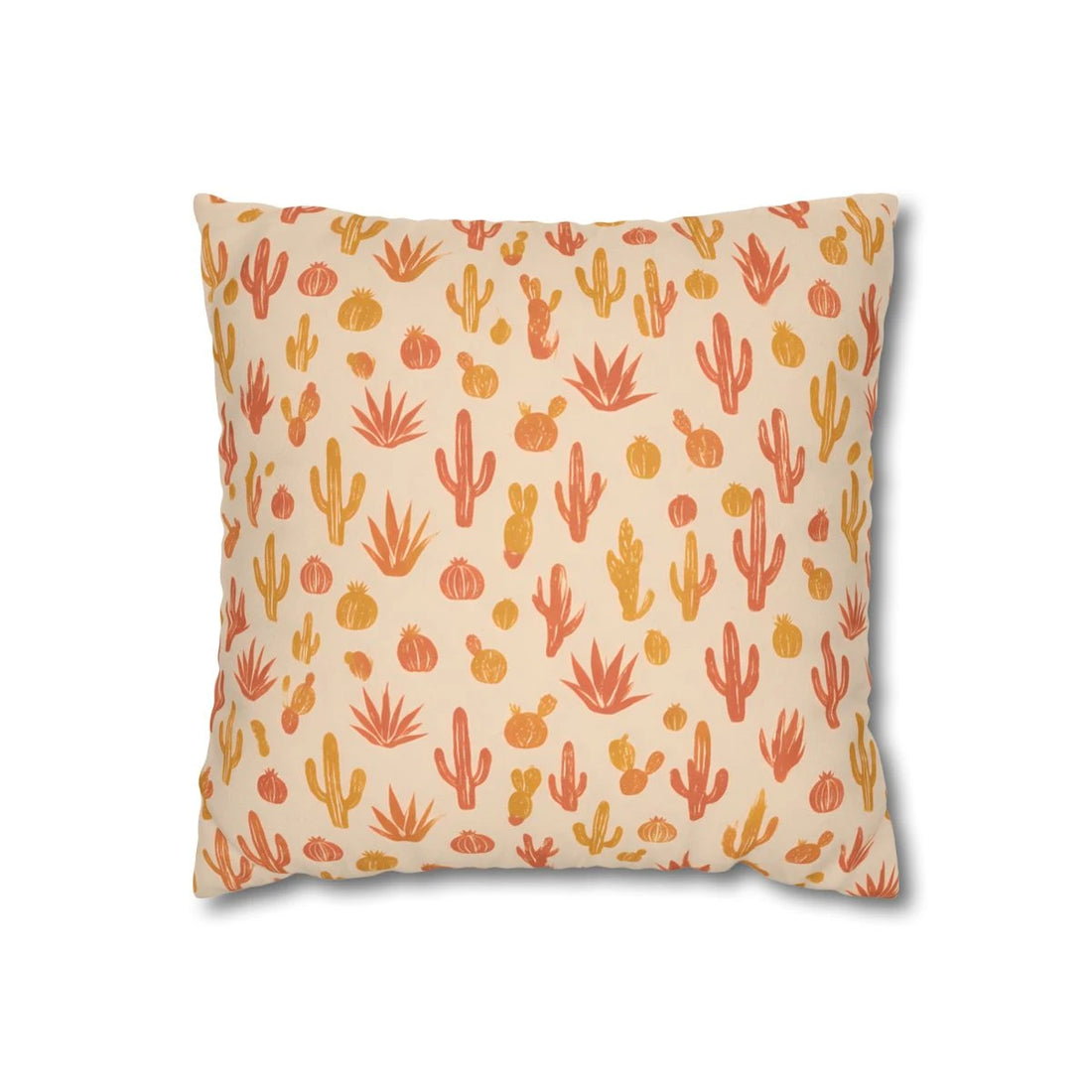 Front view of Rustic Desert Flora Cushion Cover on a white background.