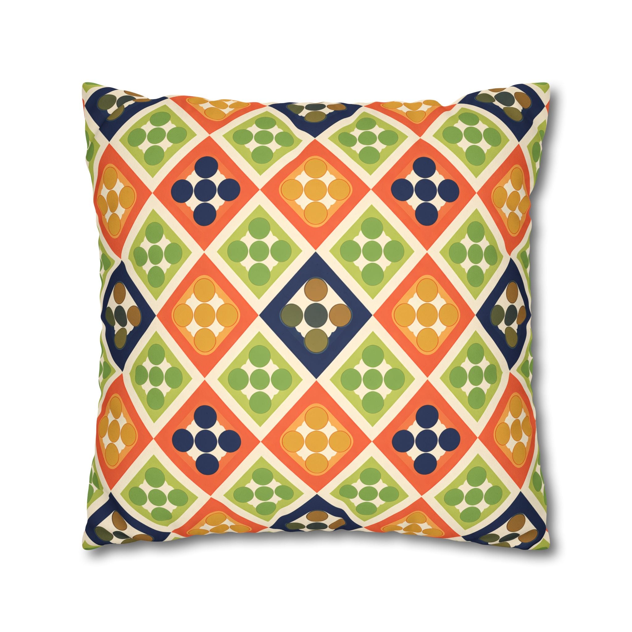 Persimmon and Indigo Geometric Pillow Cover