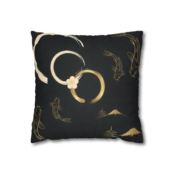 Front view of Gold Koi Fish Pillow Cover on a white background.