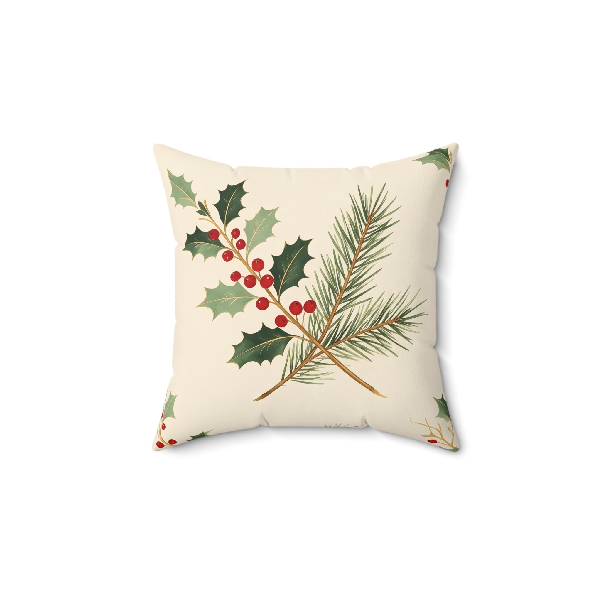 Holly Berry Throw Pillow