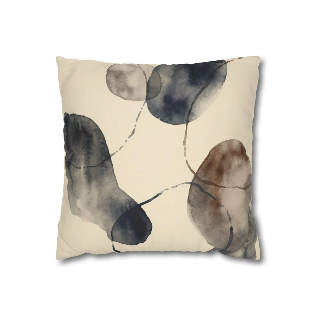 Modern Abstract Ink Leaf Throw Pillow