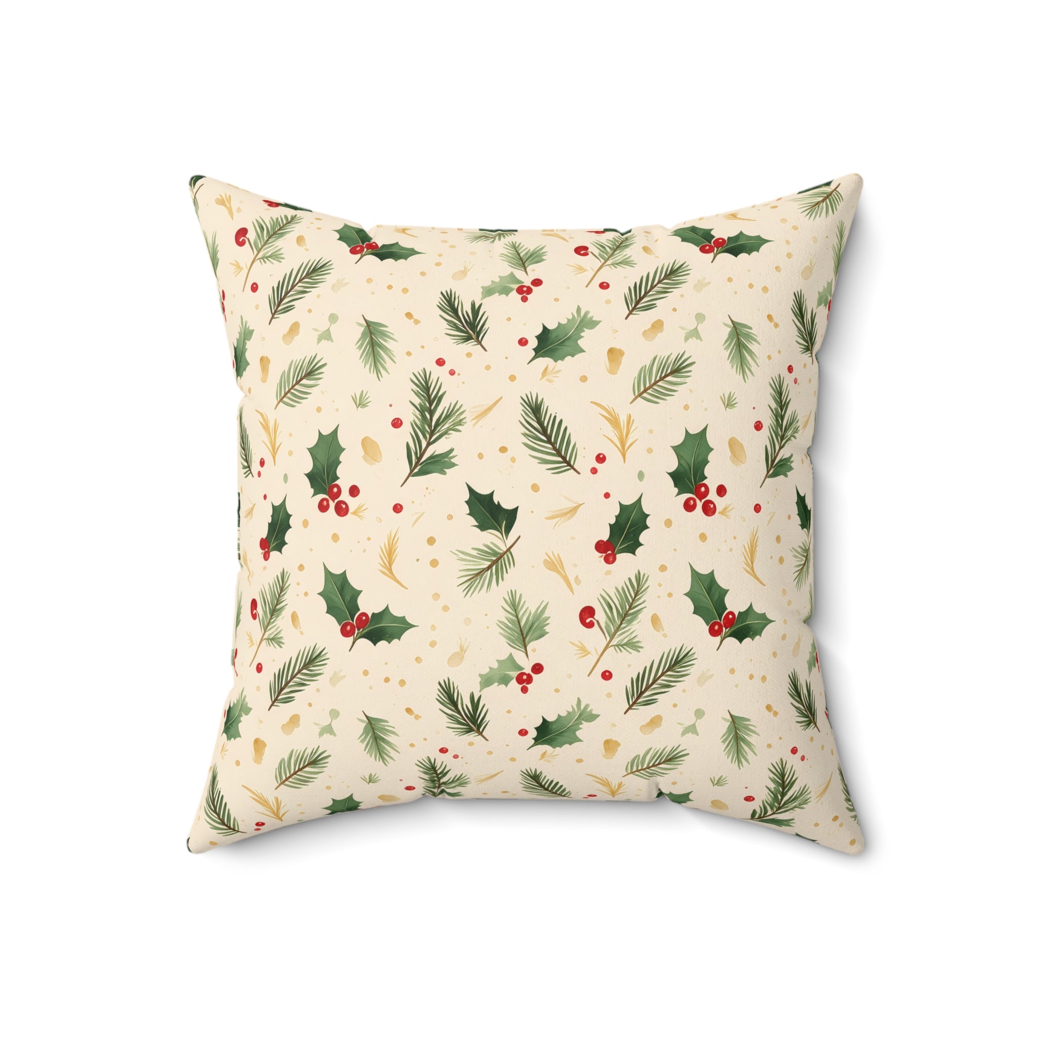 Holly and Pine Throw Pillow with Insert