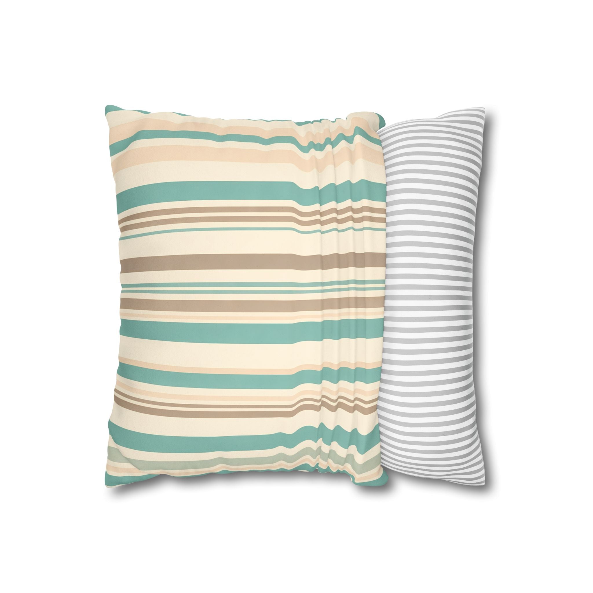 Marine Mist & Sand Vertical Stripe Pillow Cover