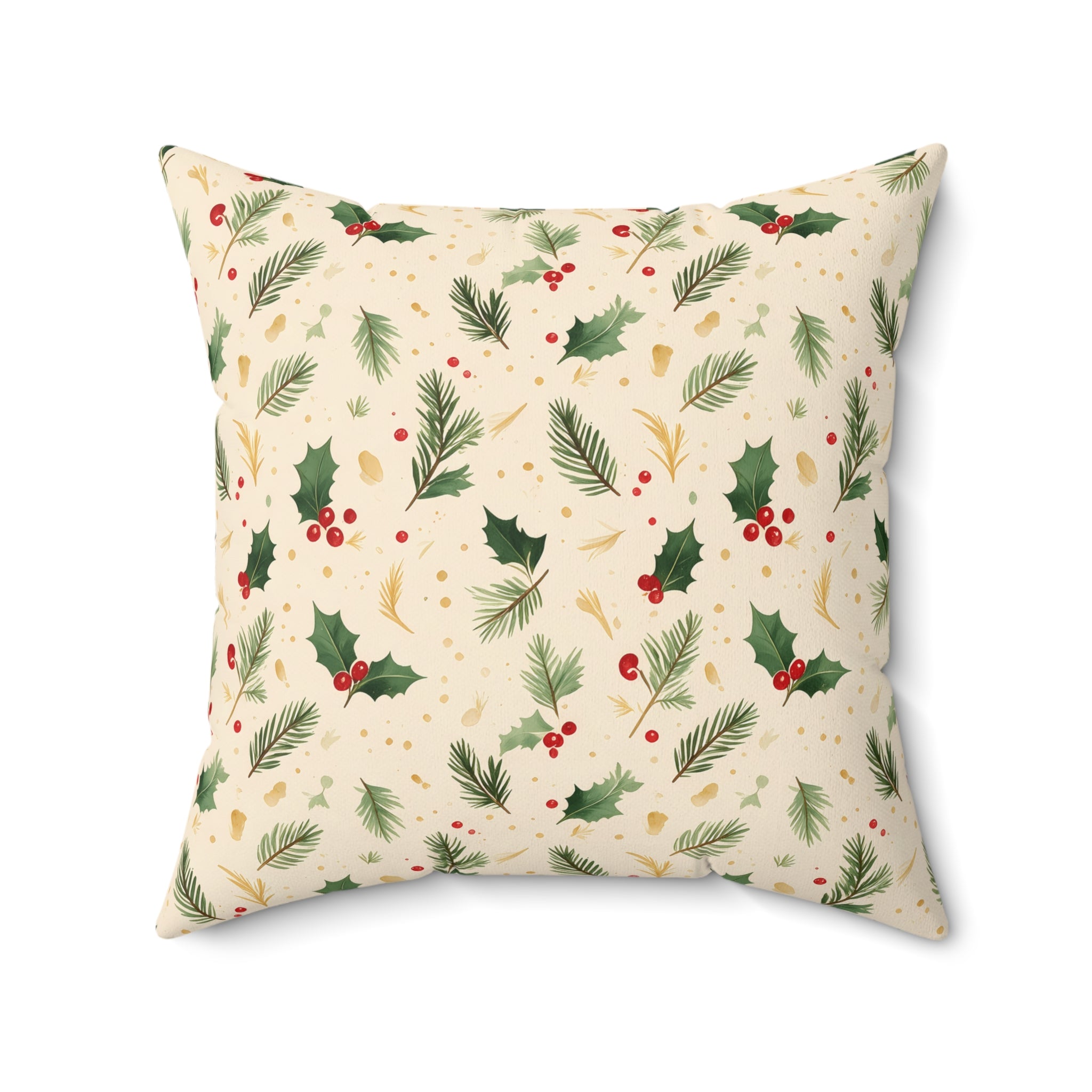 Holly and Pine Throw Pillow with Insert