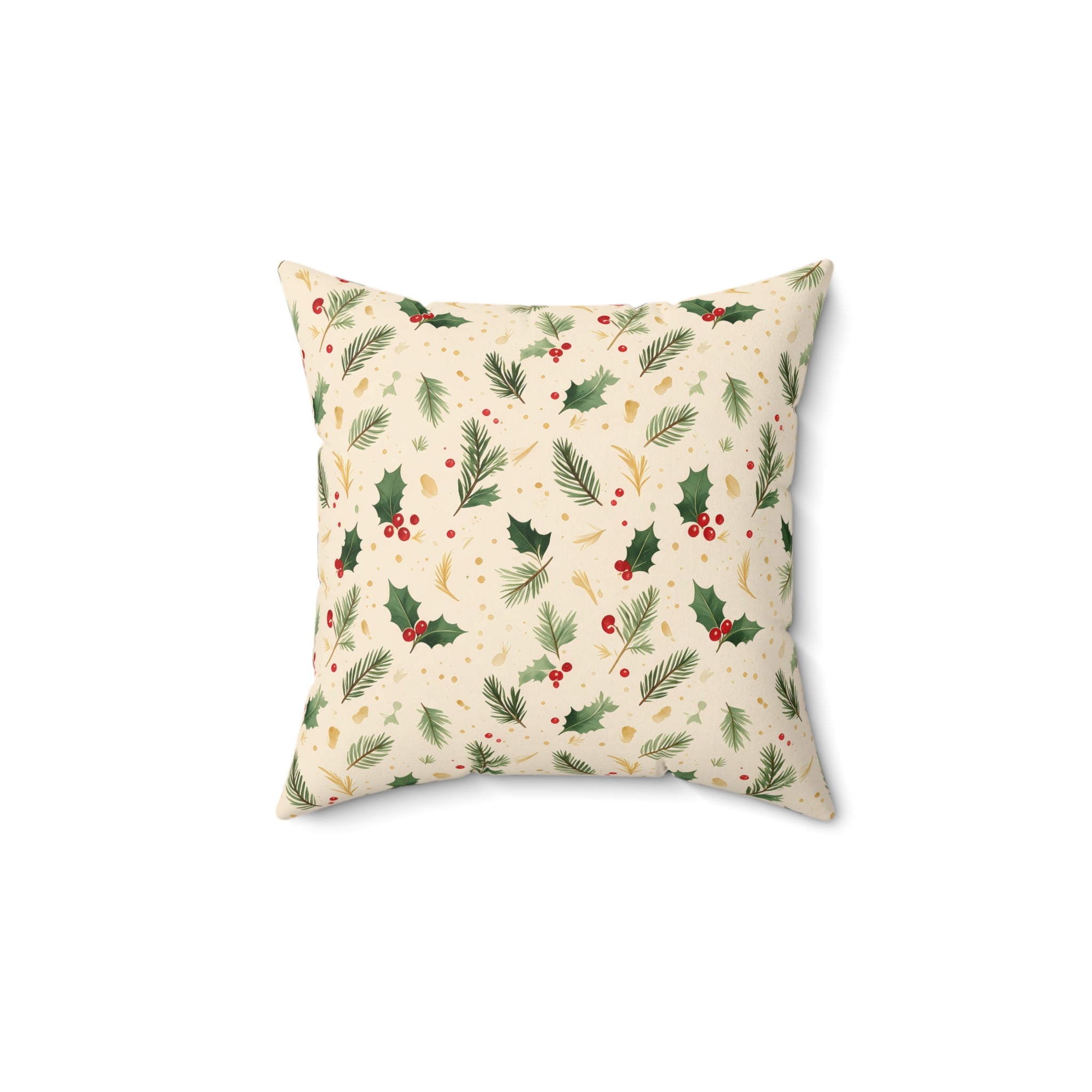 Holly and Pine Throw Pillow with Insert