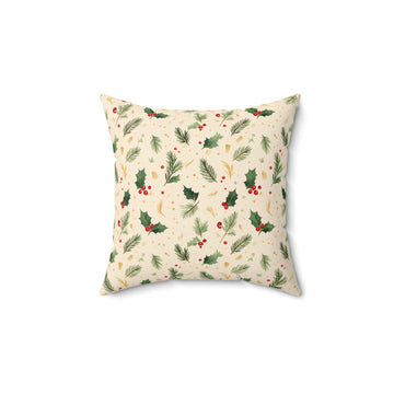Holly and Pine Throw Pillow with Insert