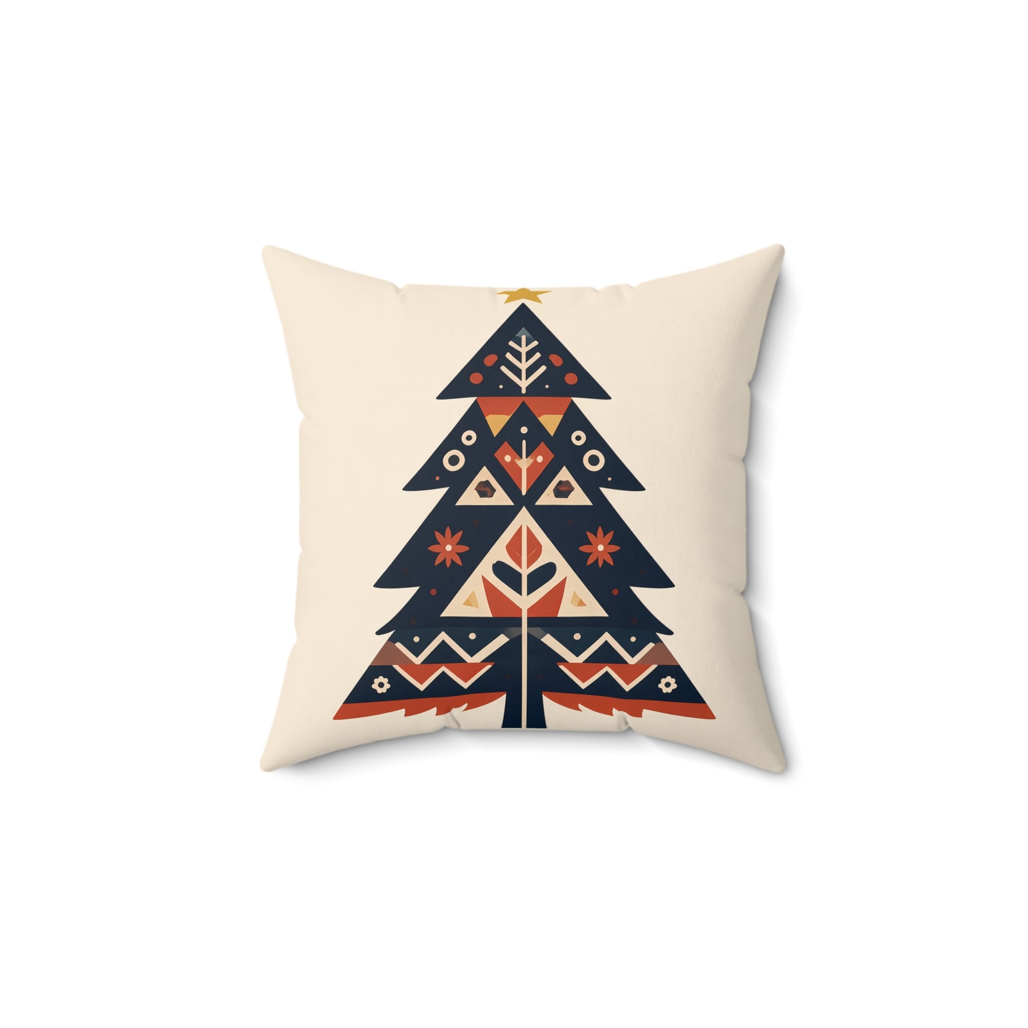 Indigo Folk Tree Pillow with Insert