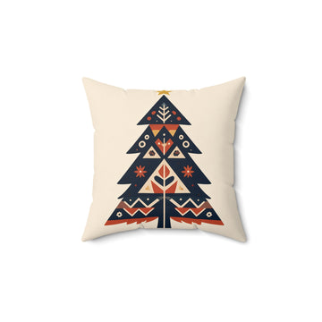 Indigo Folk Tree Pillow with Insert