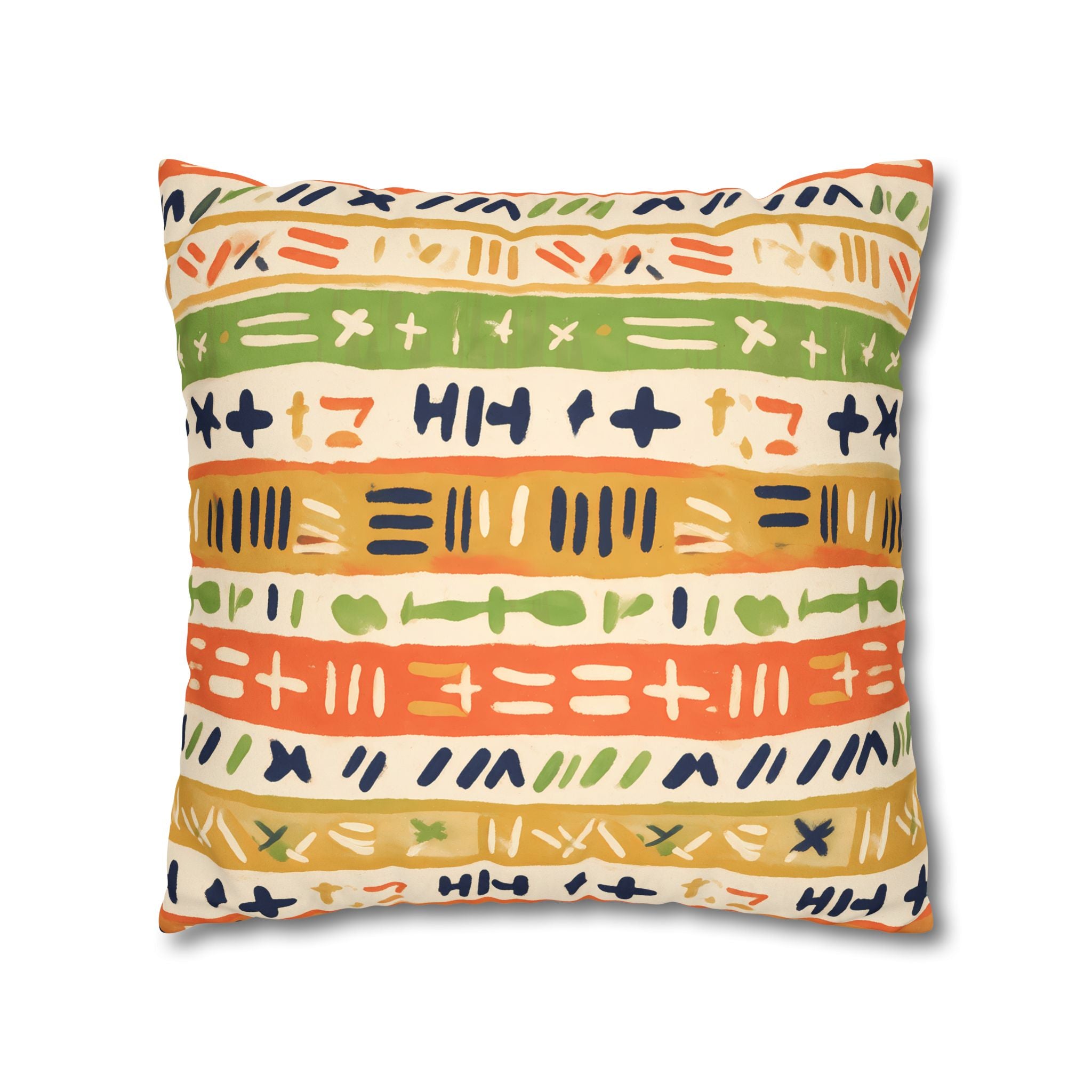 Persimmon & Wasabi Banded Cushion Cover