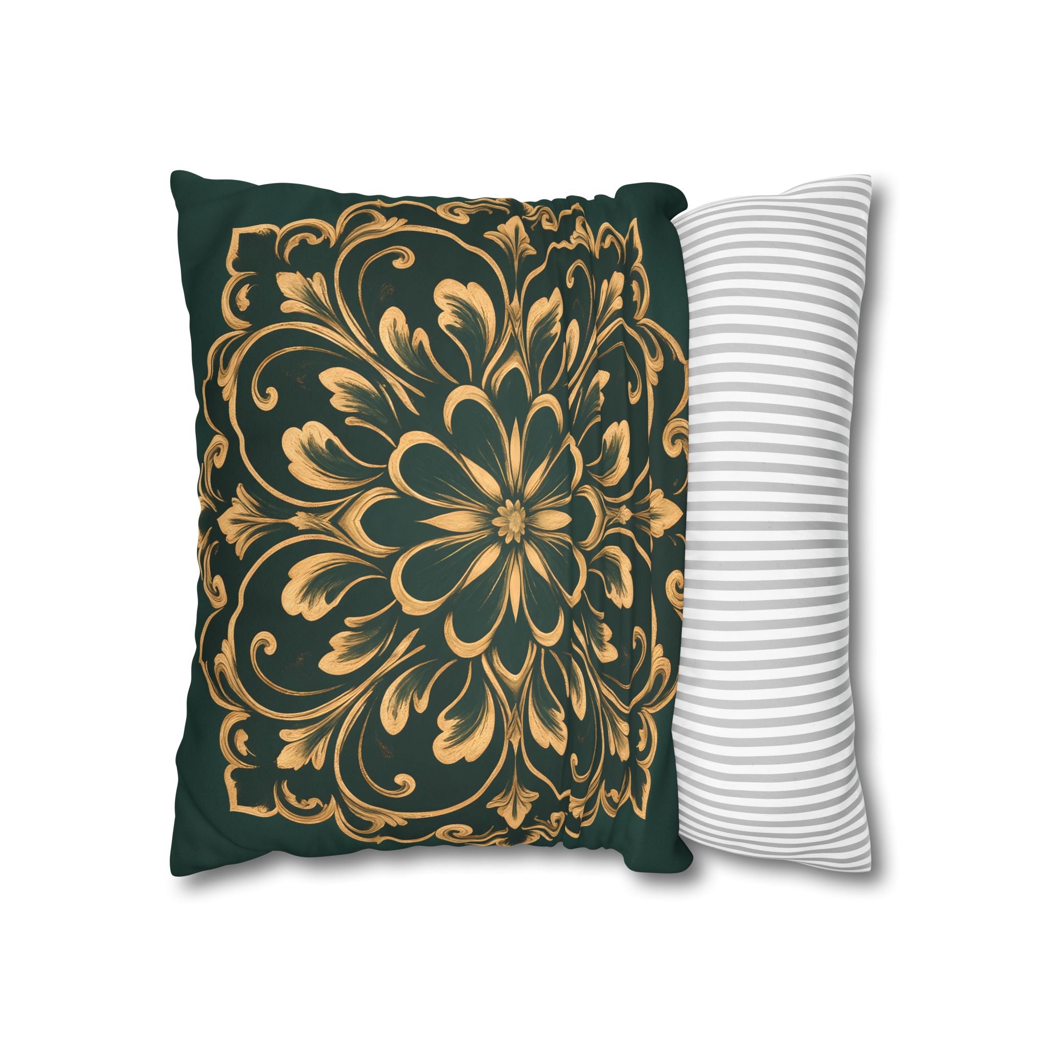 Emerald Gold Radiating Medallion Cushion Cover