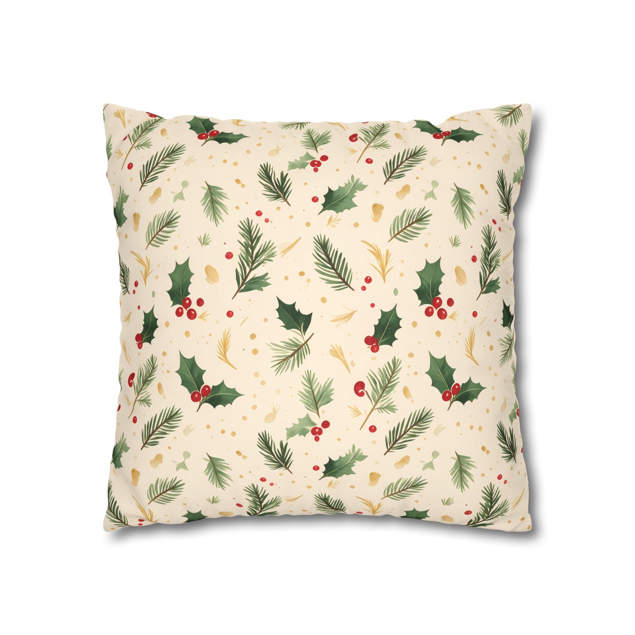 Festive Holly Berry Pillow Cover
