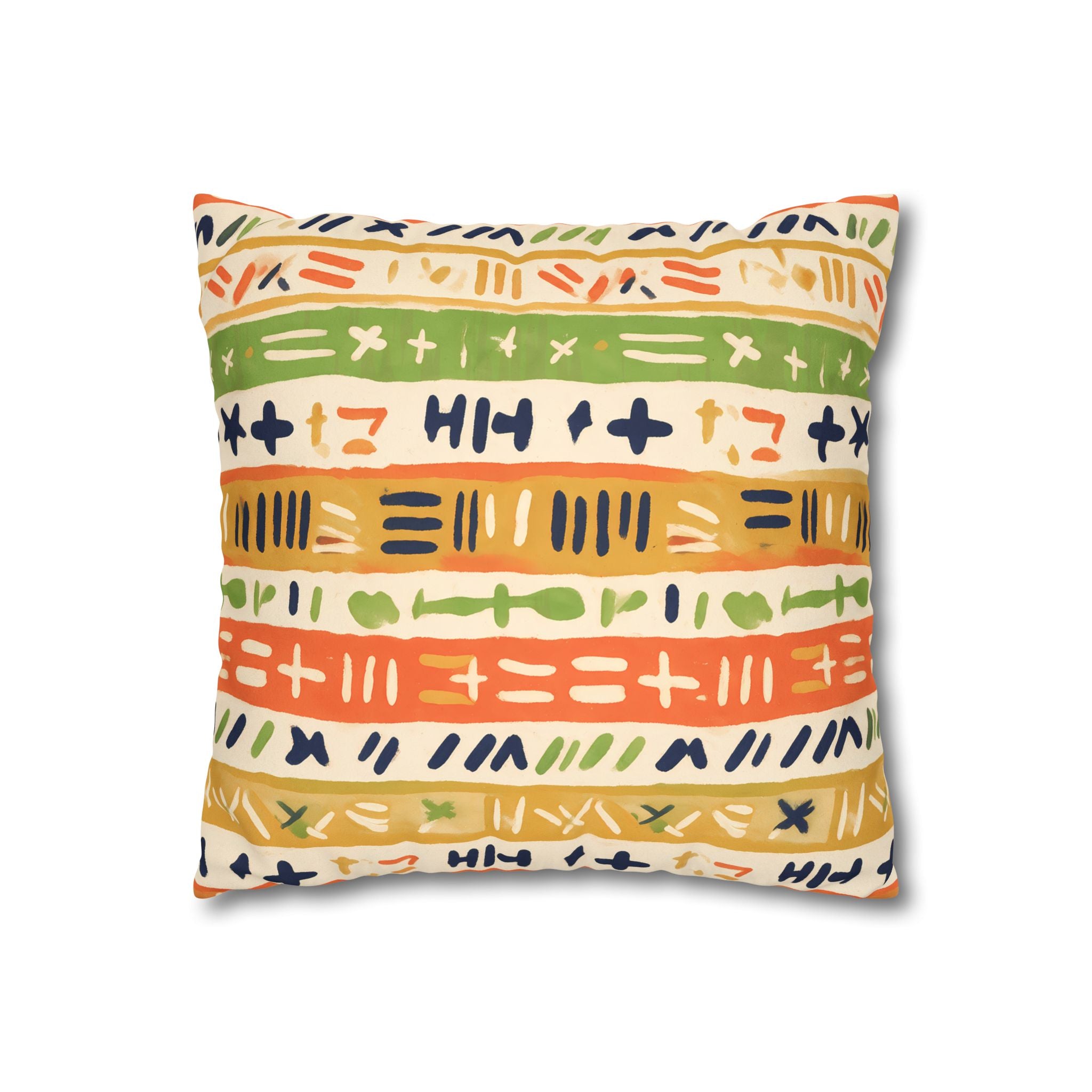 Persimmon & Wasabi Banded Cushion Cover