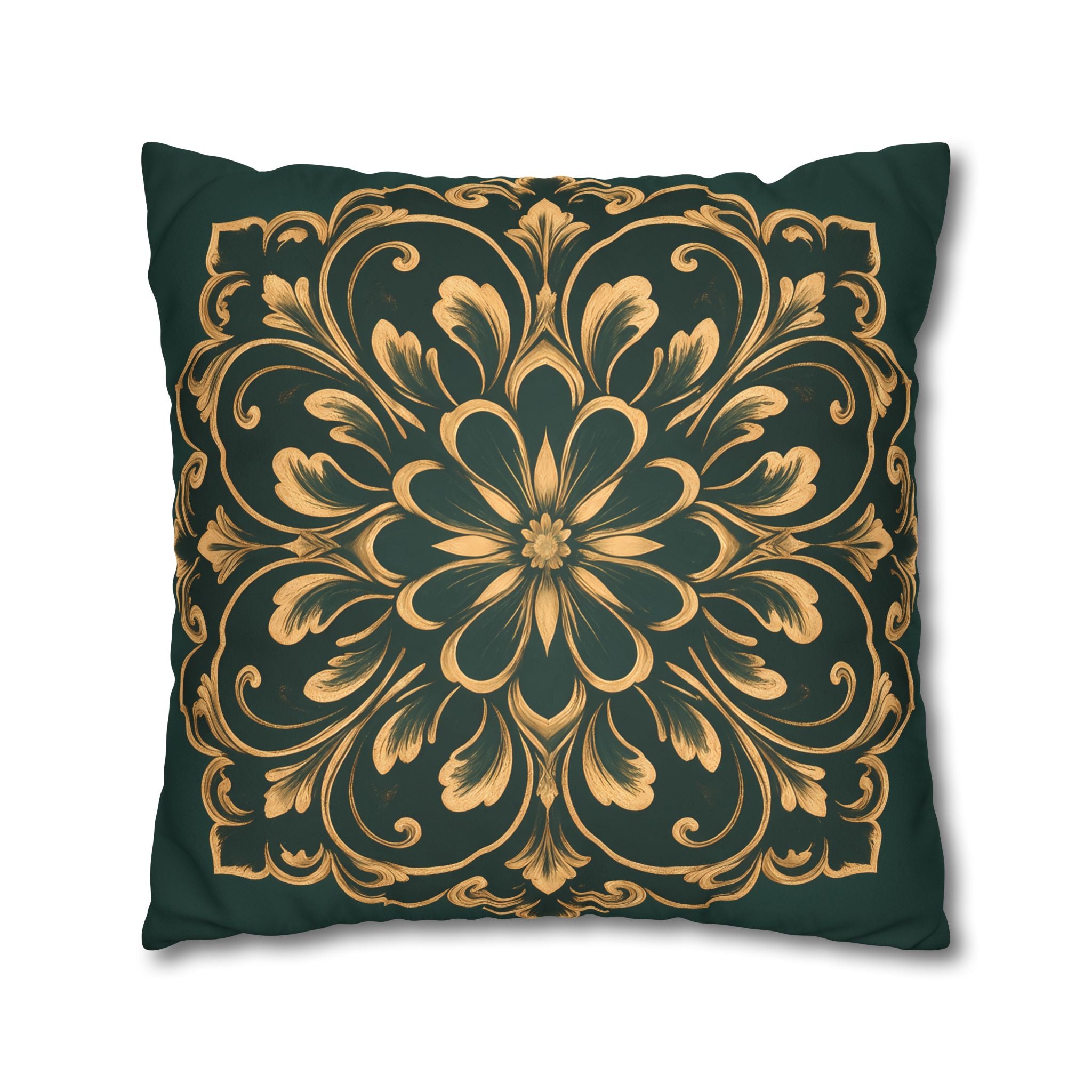 Emerald Gold Radiating Medallion Cushion Cover