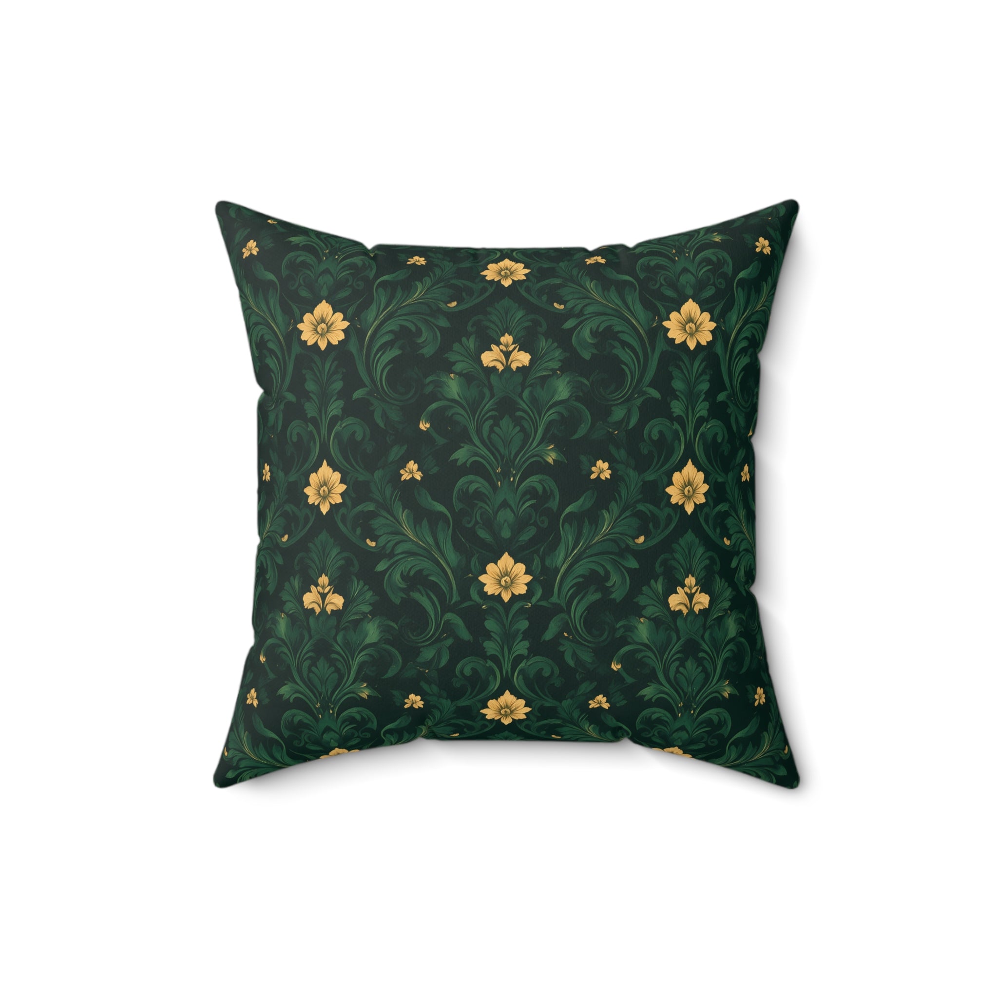Emerald Bloom Damask Pillow with Insert