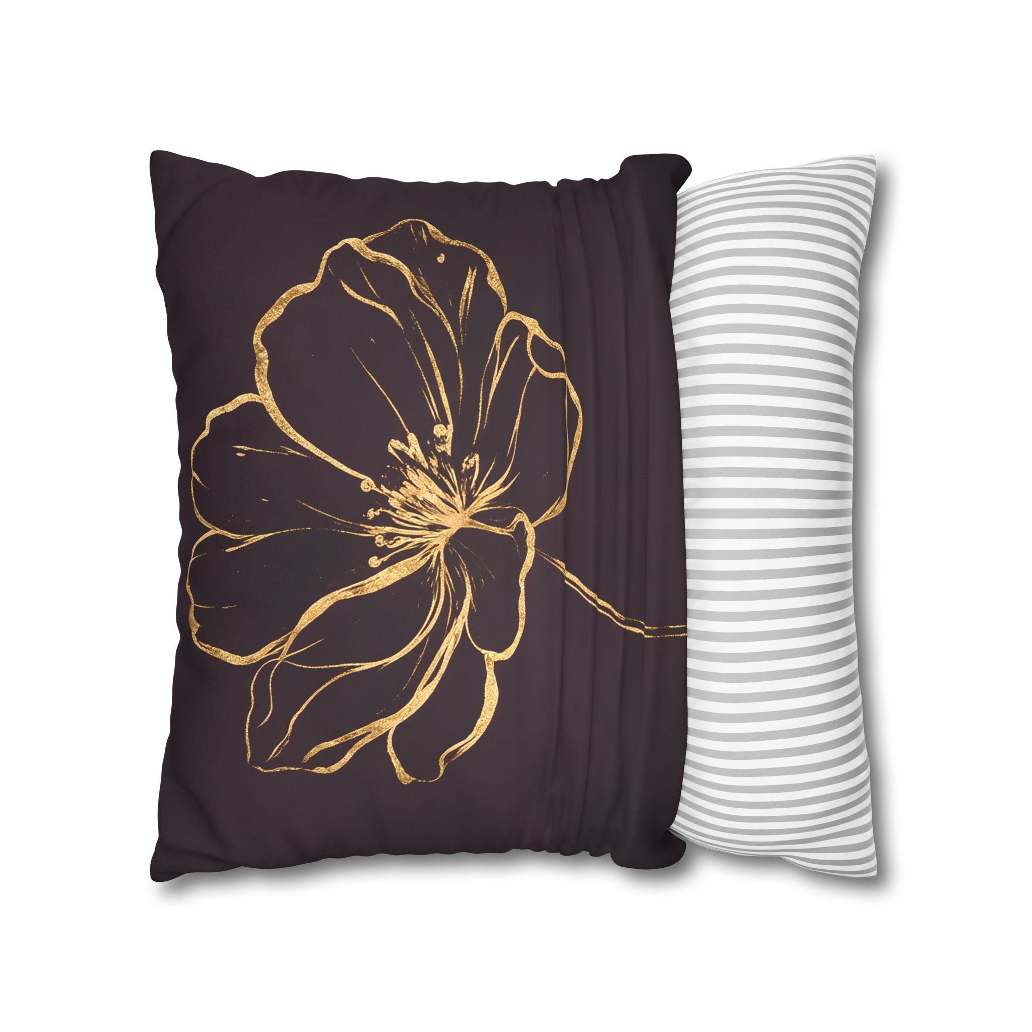 Plum Purple Gold Floral Cushion Cover