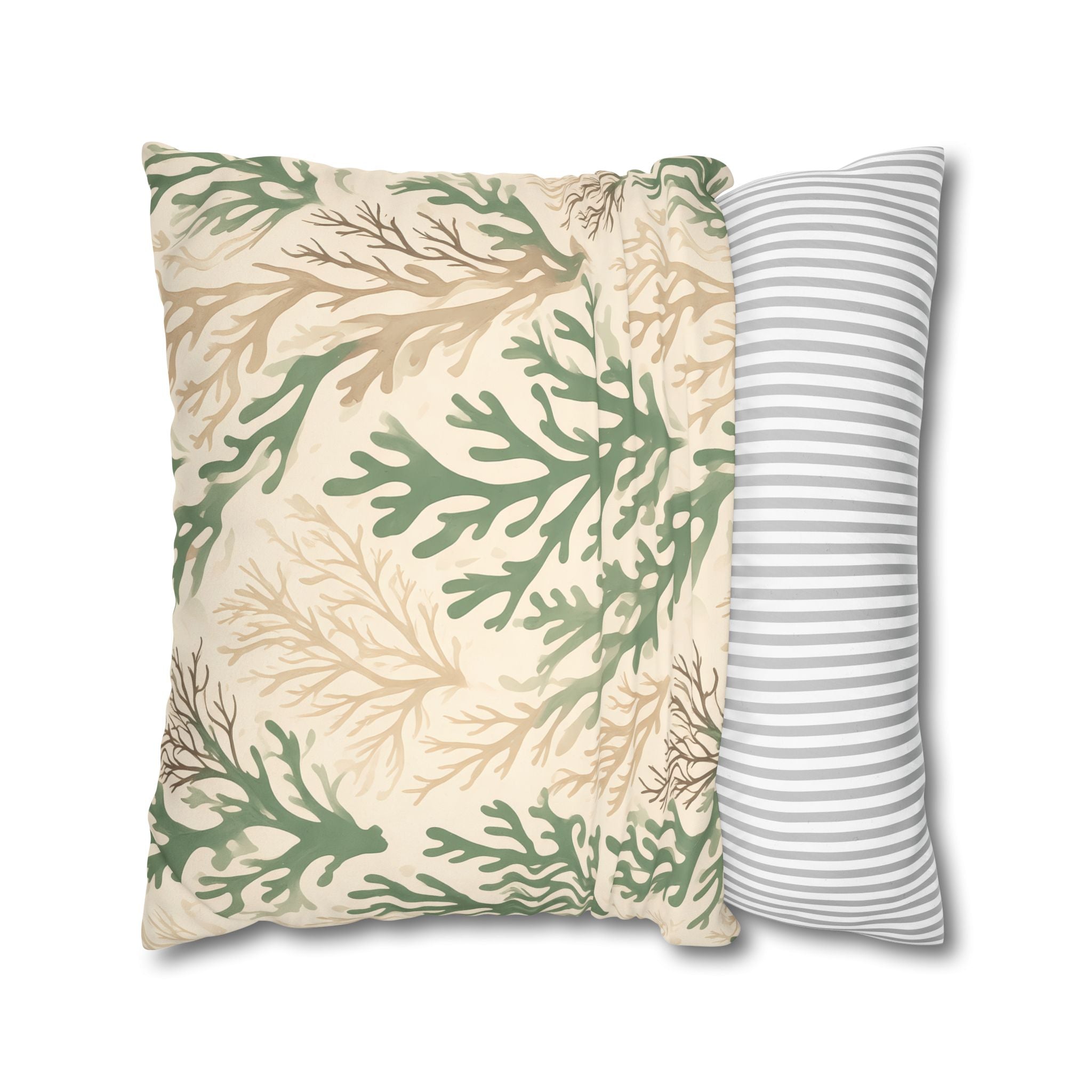 Sage Coral Silhouette Cushion Cover
