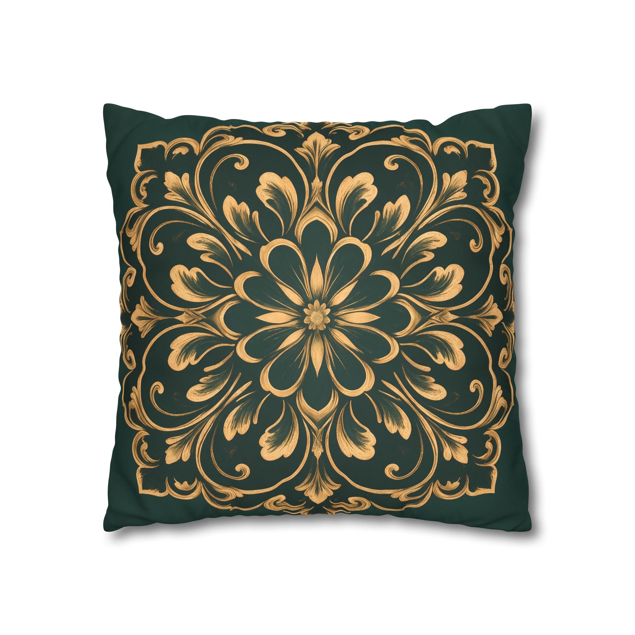 Emerald Gold Radiating Medallion Cushion Cover