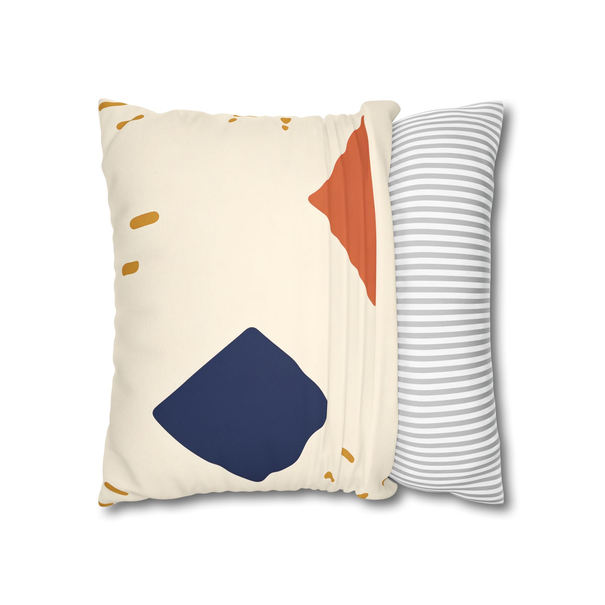 Indigo Diamond & Ochre Dash Pillow Cover