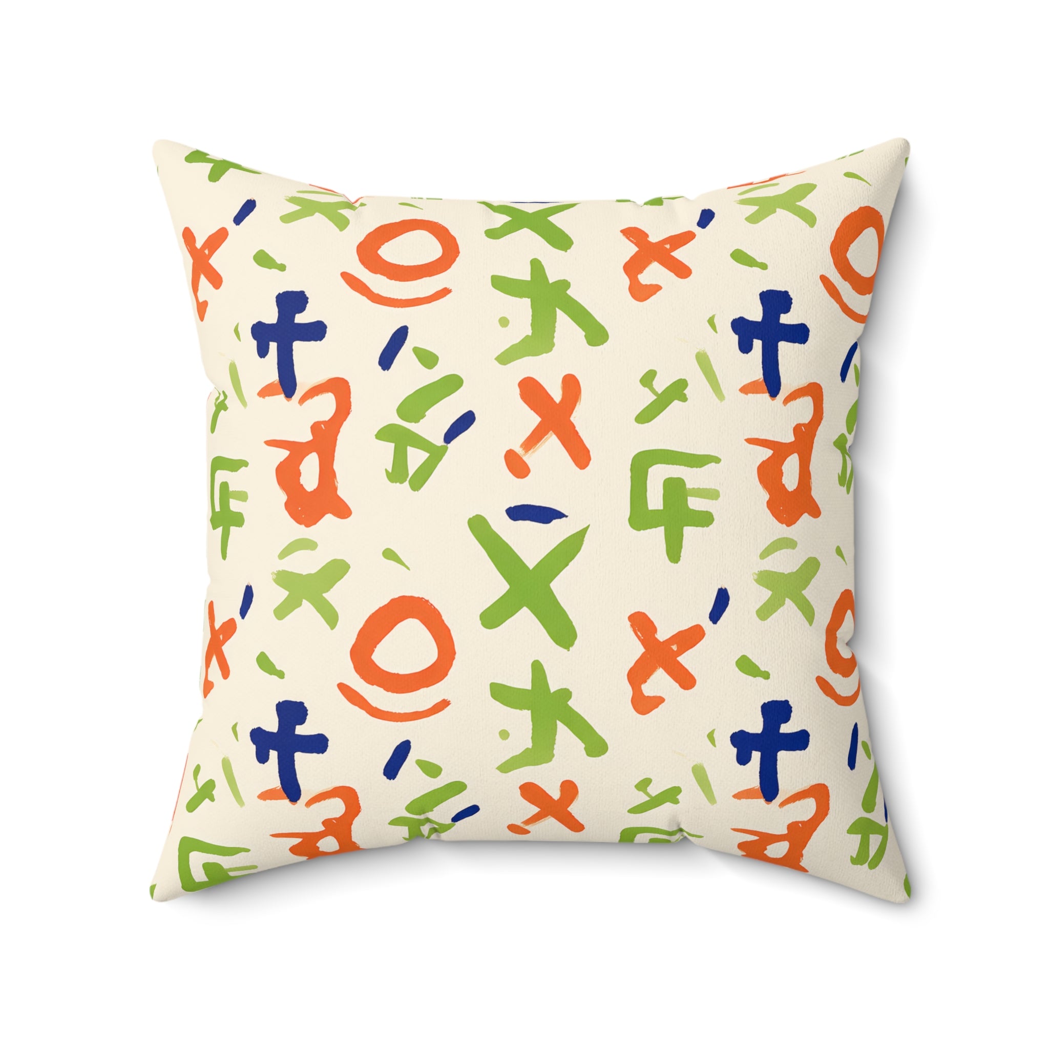 Hand Painted Folk Pillow with Insert