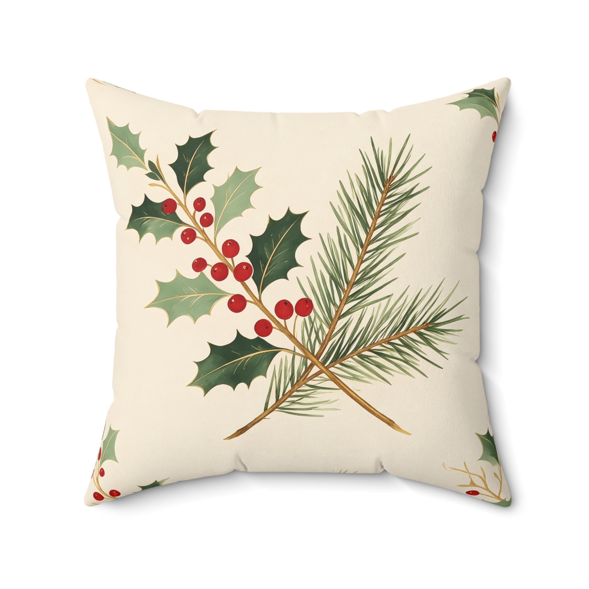 Holly Berry Throw Pillow